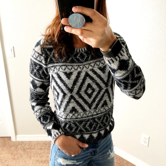 Lucky Brand Sweaters - Lucky Brans Black White Boho Jacquard Sweater - S